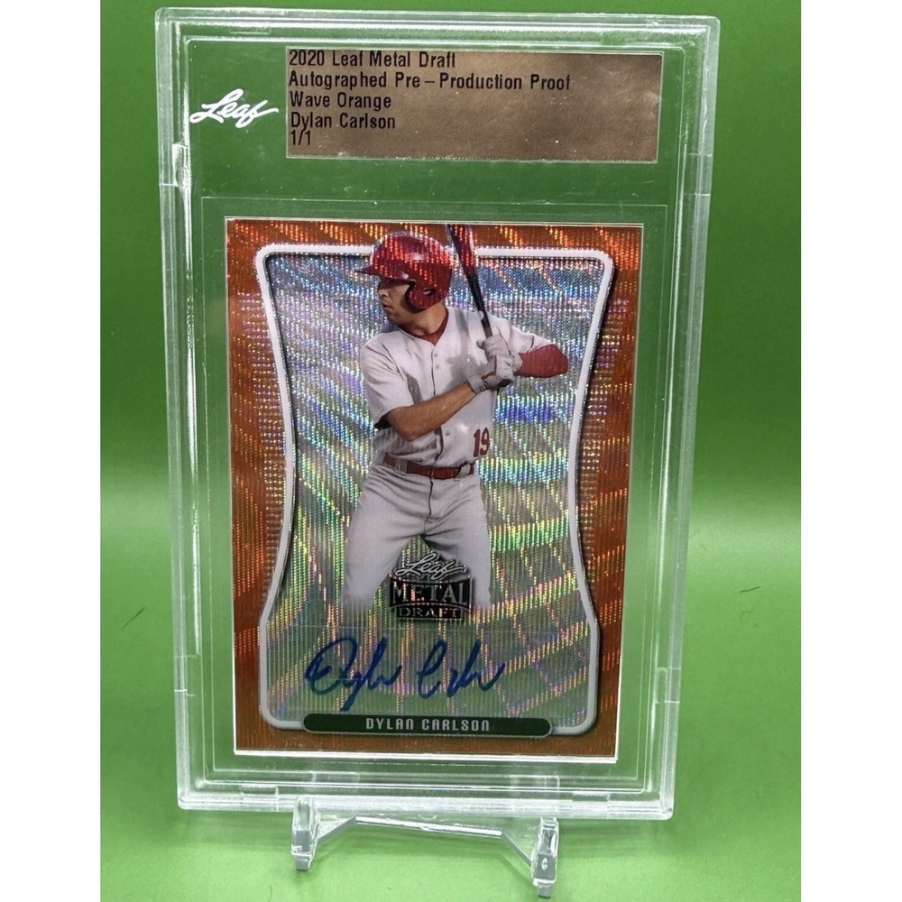 2020 Leaf Metal Draft Dylan Carlson Autographed Pre-Production  1/1  Wave Orange